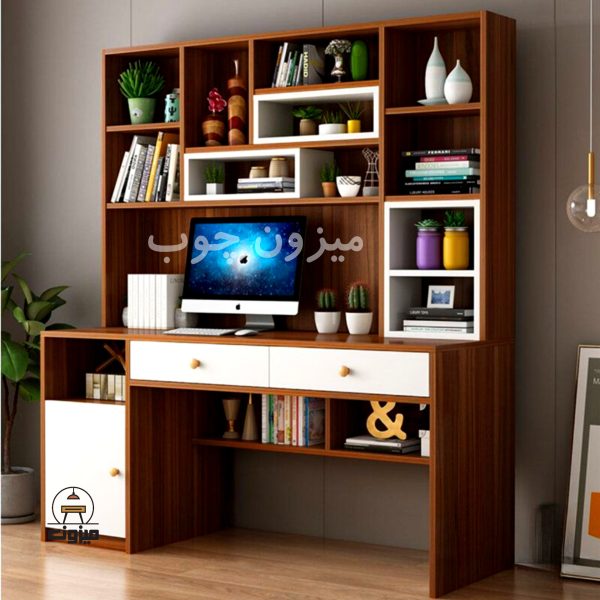 میز تحریر مدل گیتی یک قهوه ای میزون چوب